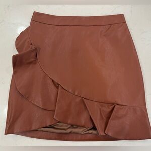 Majorelle Poseidon Ruffle Mini Skirt tan cognac Brown Small